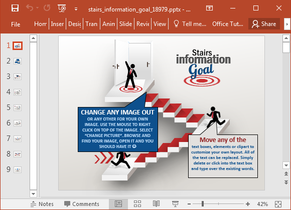 Información escaleras plantilla objetivo de PowerPoint