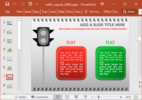 Traffic design slide signal