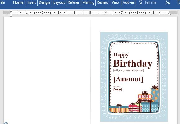 Birthday Gift Certificate Card Template For Word