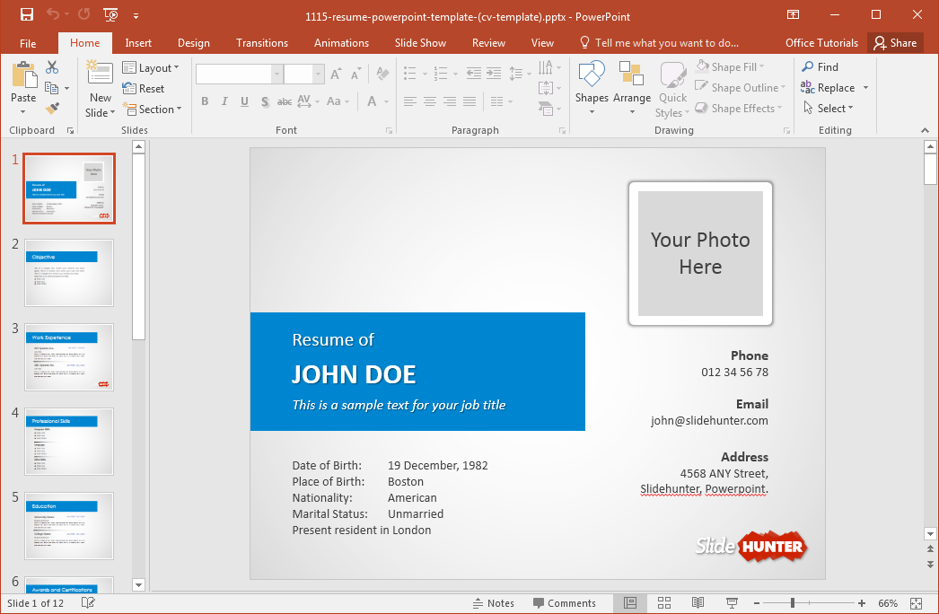 resume powerpoint presentation template free download reddit