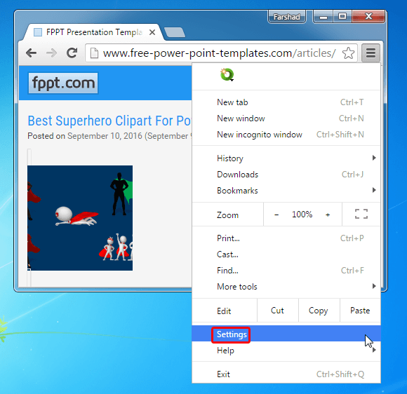 google-cromo-configurações