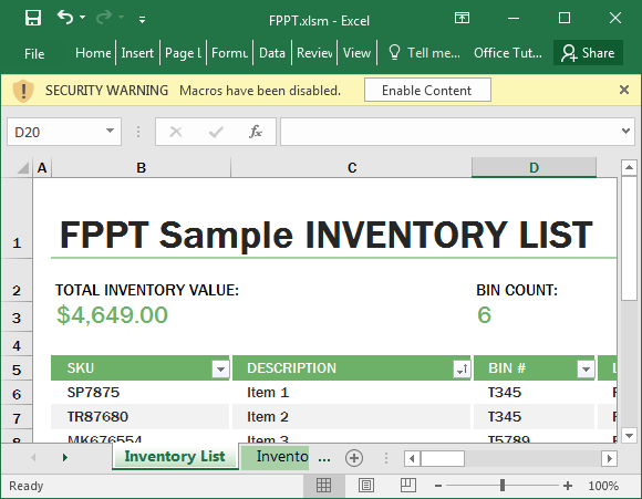 muestra habilitados para macros en Excel hoja de cálculo