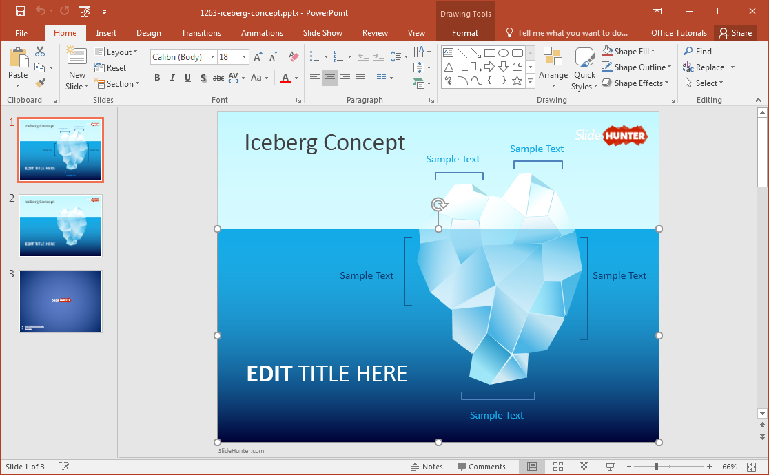 La punta del iceberg de la plantilla de PowerPoint