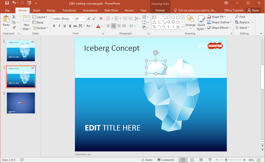 ปลายของภูเขาน้ำแข็งสามารถแก้ไขได้-PowerPoint แผนภาพ