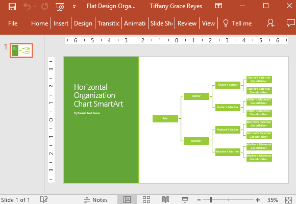 扁平设计的组织结构图对于PowerPoint