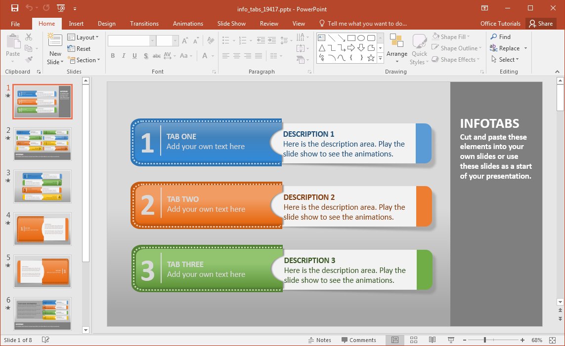 Membuat Animasi Infografis Dengan Template Info Tab PowerPoint