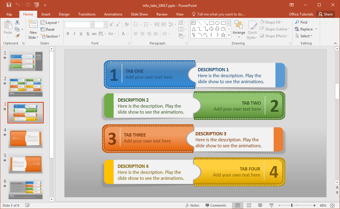 Erstellen Sie Animierte Infografik Mit Info Tabs Powerpoint Vorlage