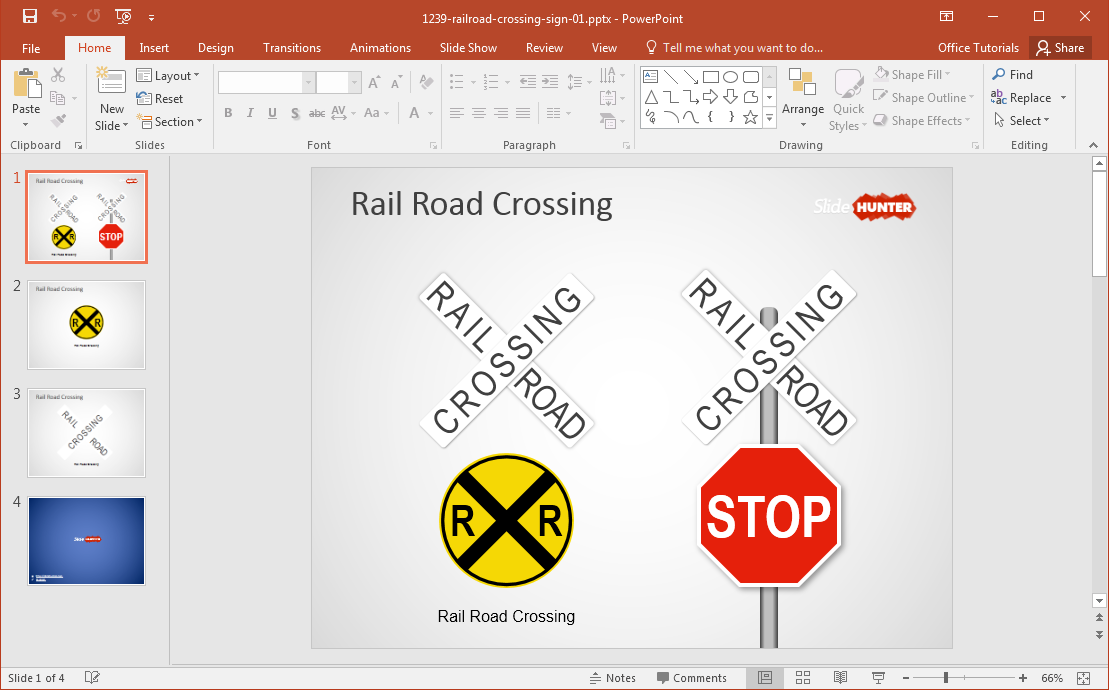 Szablon bezpłatny Railroad Crossing Sign PowerPoint