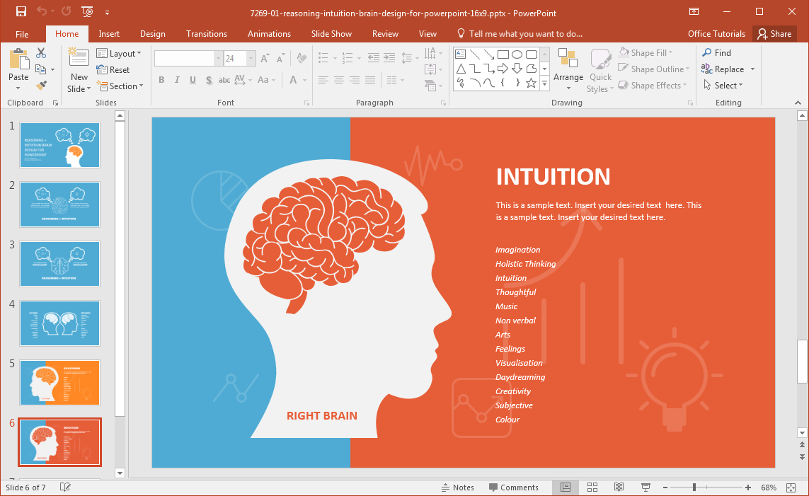 Шаблон для презентации powerpoint мозг