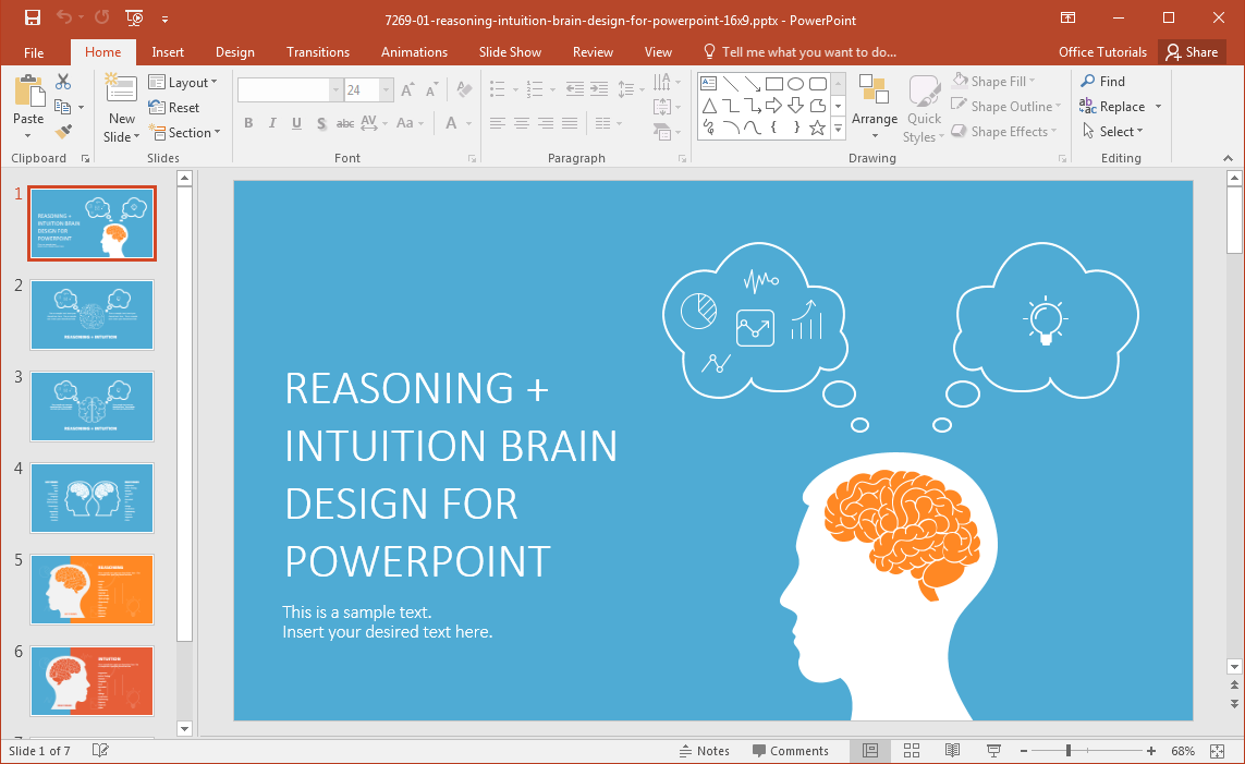 Template Left Brain Right Brain Vs PowerPoint