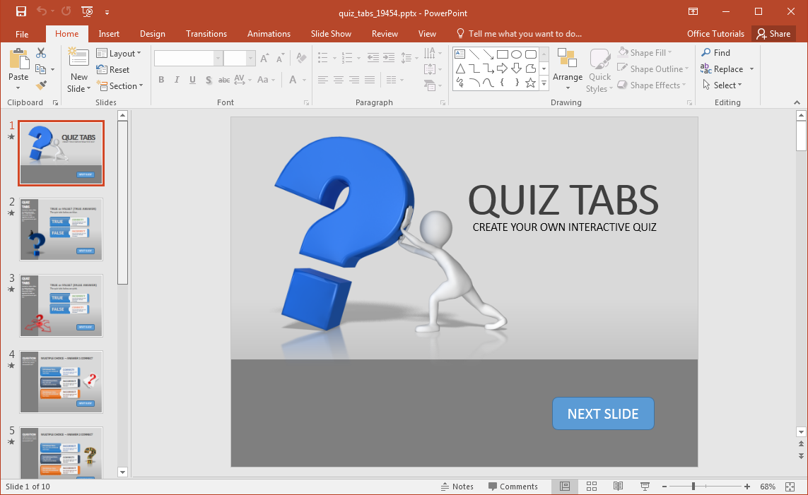 إنشاء مسابقة في PowerPoint مع مسابقة علامات قالب بوربوينت