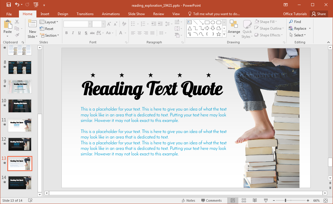 lettura-powerpoint-template-con-book-stack-illustrations