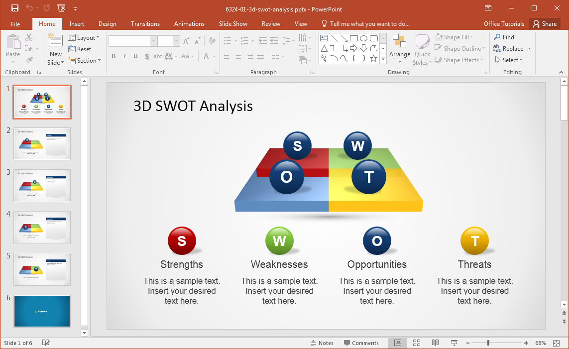 قالب 3D SWOT باور بوينت