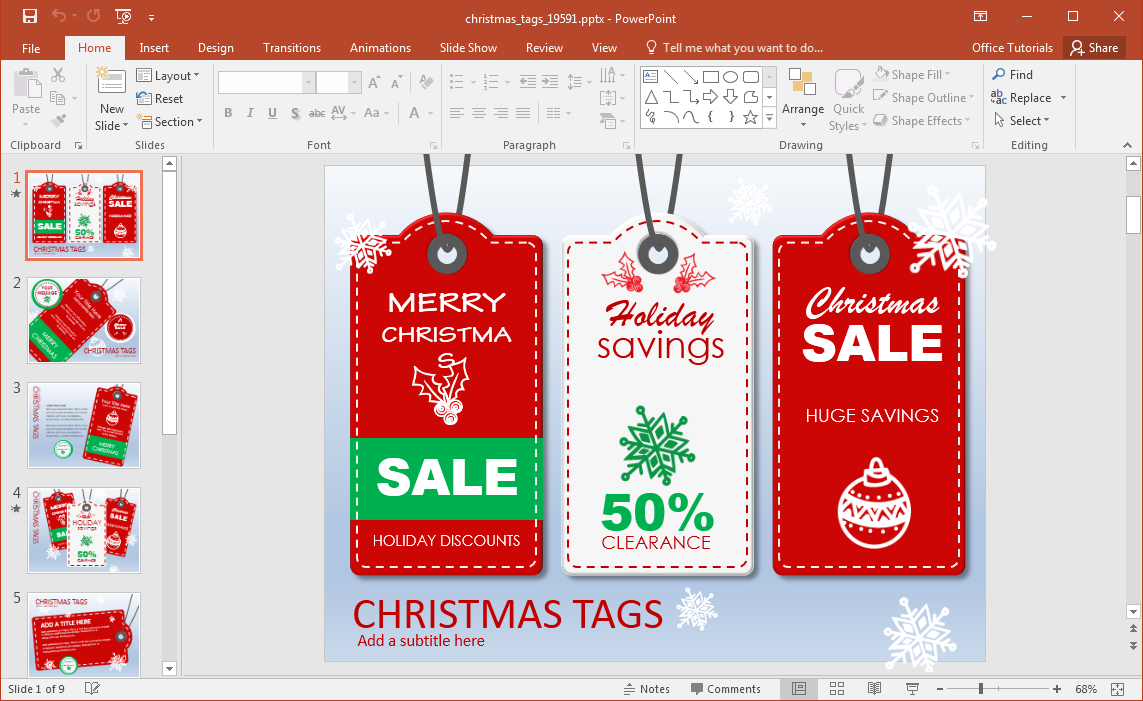 Plantilla animada de Navidad Etiquetas de PowerPoint