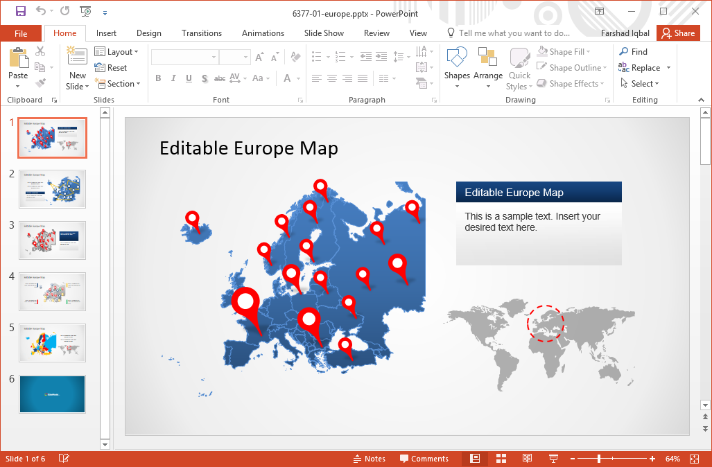 Powerpointのスライドのベストヨーロッパの地図