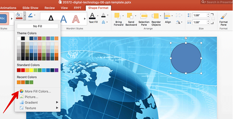 El uso de cuentagotas en PowerPoint 2016 para Mac