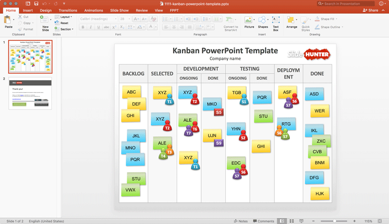 Kanban Board darmowe szablony dla programu PowerPoint