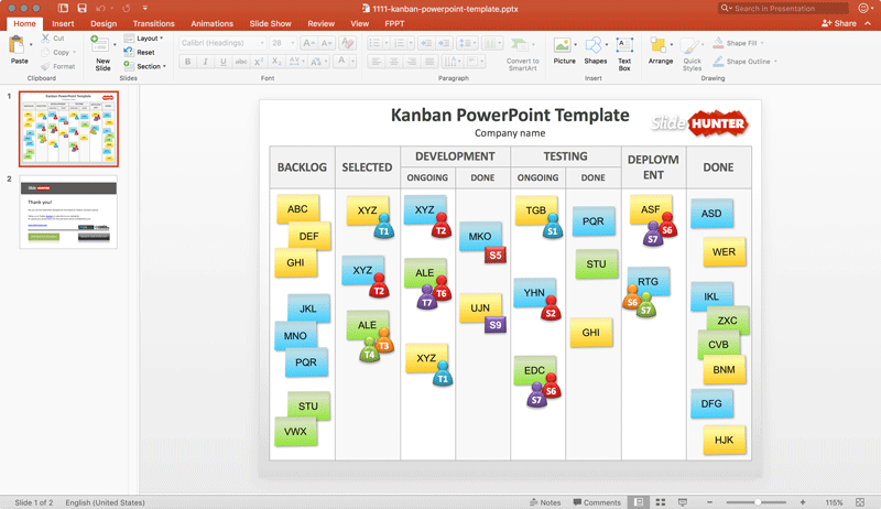 PowerPoint için ücretsiz Kanban Kurulu Şablonları