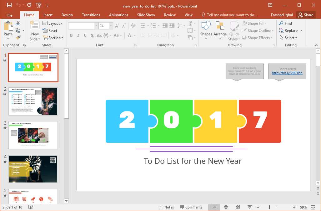 Animate de Anul Nou To Do List PowerPoint șablon