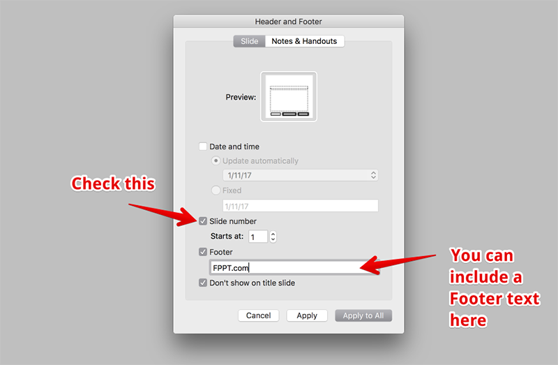 Mac için PowerPoint'te slayt sayısı özelleştirme