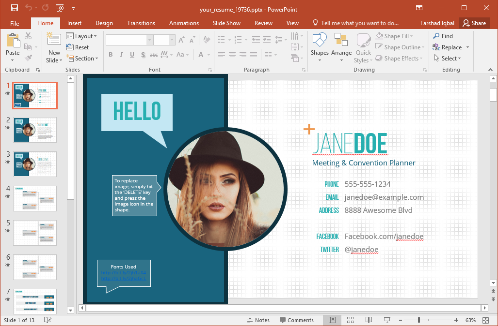 Su curriculum vitae animada plantilla de PowerPoint