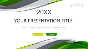 緑の抽象的な曲線 PowerPointプレゼンテーションのテンプレート
