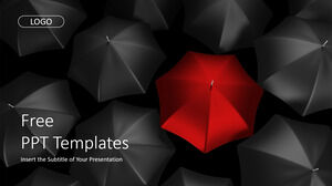 Czarno-czerwony parasol Szablony PowerPoint