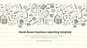 Modelo de PowerPoint de relatório de negócios de estilo desenhado à mão