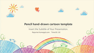 Template PPT kartun yang digambar tangan dengan pensil