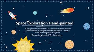 Templat PowerPoint eksplorasi ruang angkasa yang digambar tangan