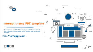 Hand-painted style Internet theme PPT template