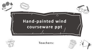 Template PowerPoint courseware pengajaran gaya yang digambar tangan