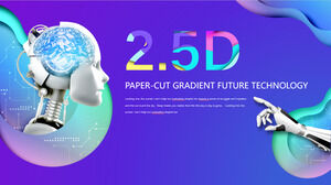 Templat PowerPoint teknologi gradien potongan kertas masa depan