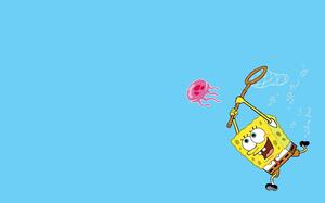 Warna gambar latar belakang SpongeBob PPT yang lucu