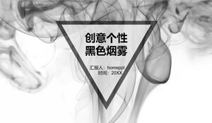 Laden Sie die PPT-Vorlage für einen kreativen und personalisierten schwarzen Rauchhintergrund herunter
