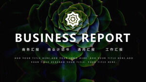 Template PPT untuk laporan bisnis dengan latar belakang tanaman sukulen hijau