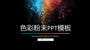 Template PPT untuk laporan bisnis dengan latar belakang bubuk warna