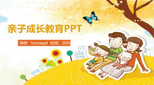 Шаблон PPT для обучения родителей и детей в мультяшном стиле