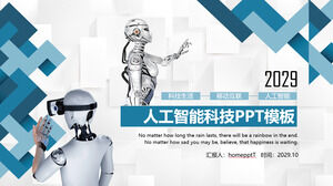 Template PPT tema kecerdasan buatan untuk latar belakang robot