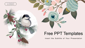 Watercolor Flowers and Birds Background PPT Templates