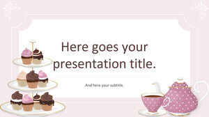 Cupcakes and tea, free presentation template.