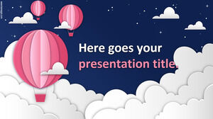 エティエンヌ、アニメーションのバブルガム ピンクの熱気球を使ったかわいいスライド。