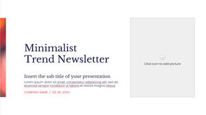 Șablon de prezentare gratuit pentru buletin informativ de tendințe minimaliste – Tema Prezentări Google și șablon PowerPoint