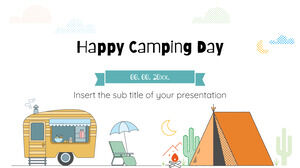Modèle de présentation gratuit Happy Camping Day - Thème Google Slides et modèle PowerPoint