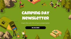 Szablon bezpłatnej prezentacji biuletynu Camping Day – motyw Prezentacji Google i szablon programu PowerPoint