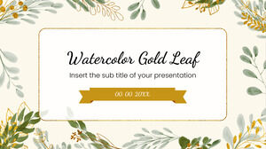 قالب عرض تقديمي مجاني بأوراق ذهبية بألوان مائية - سمة شرائح غوغل وقالب بوربوينت