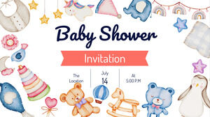 Modèle de présentation gratuit d'invitation de douche de bébé - Thème Google Slides et modèle PowerPoint