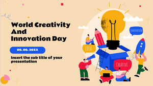 Șablon de prezentare gratuit pentru Ziua Mondială a Creativității și Inovării – Tema Prezentări Google și șablon PowerPoint
