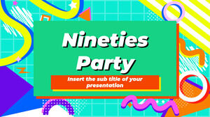 Diseño de presentación gratuita de la fiesta de los noventa para el tema de Google Slides y la plantilla de PowerPoint