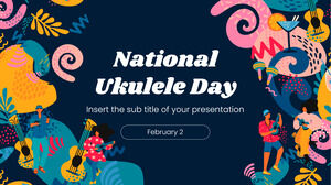 Conception de présentation gratuite de la Journée nationale de l'ukulélé pour le thème Google Slides et le modèle PowerPoint